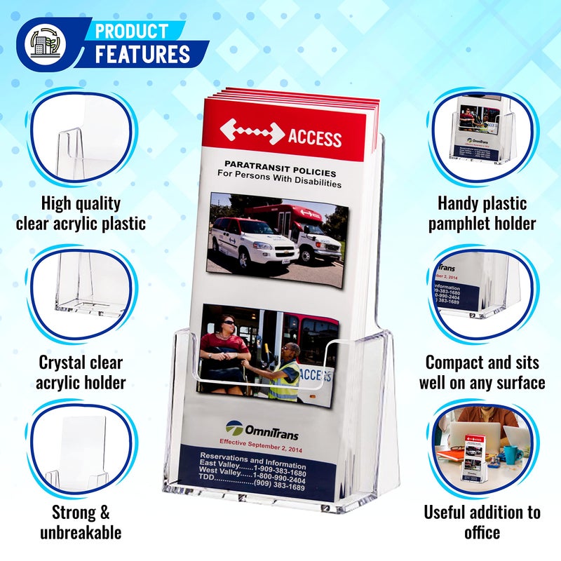 Clear-Ad - Acrylic Trifold Brochure Holder - Rack Card Display - Pamphlet Stand - LHF-S100 (Pack of 10) - Image 3